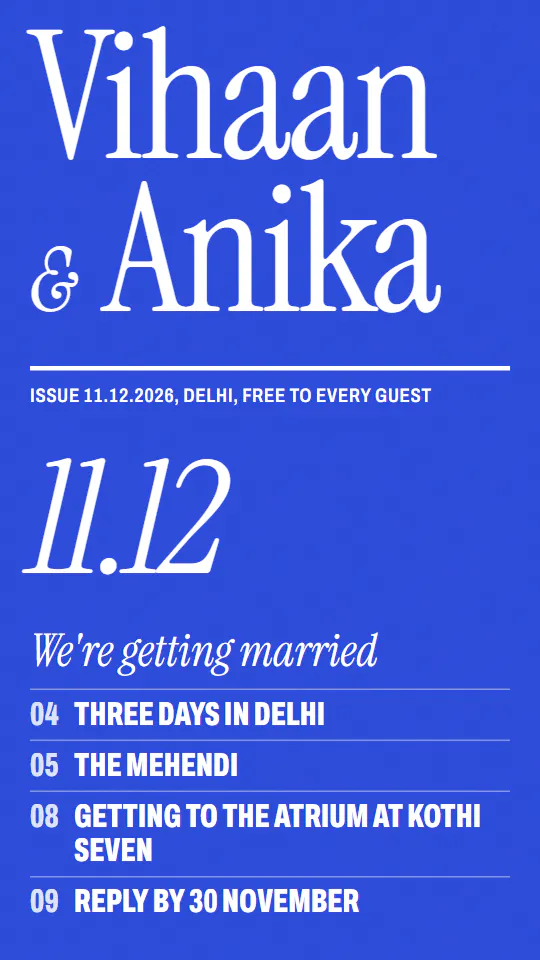 The Cover Story in Cobalt, the cover with the sample couple's names