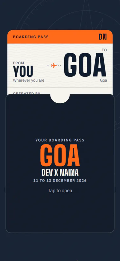 The boarding pass in its ticket wallet, with Tap to open